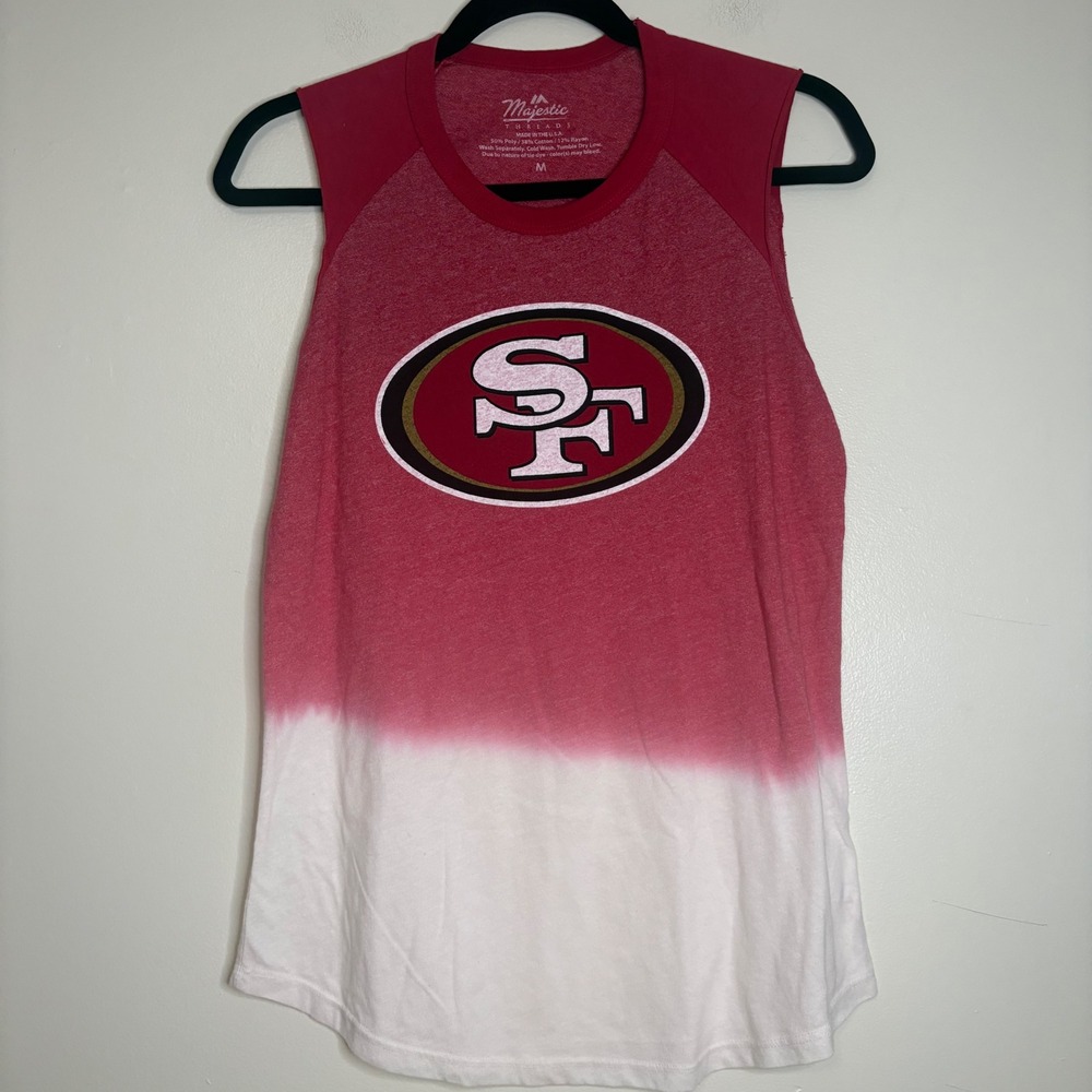 San Francisco 49ers Dip Dye Tank Top Majestic NFL Team Apparel Medium